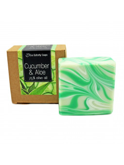 Naturseife mit 75% nativem Olivenöl & dem Duft nach Gurken & Aloe Vera