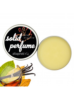 Festes Parfumwachs mit würzigem Duft nach Moschus, Lorbeer, Vanille & süßer Orange
