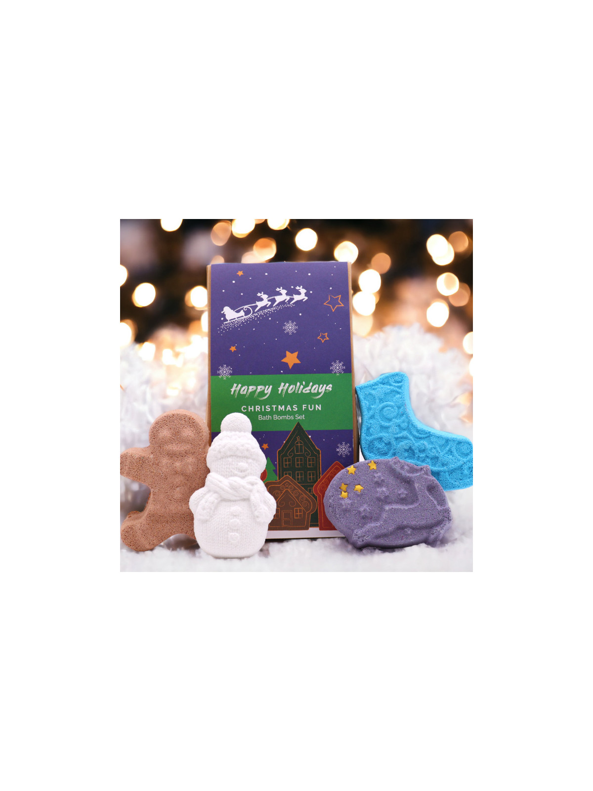 Geschenkset "Happy Holidays" - Badezusatz (320 g / 11.3 oz) | mit Sheabutter, weihnachtliche Motive